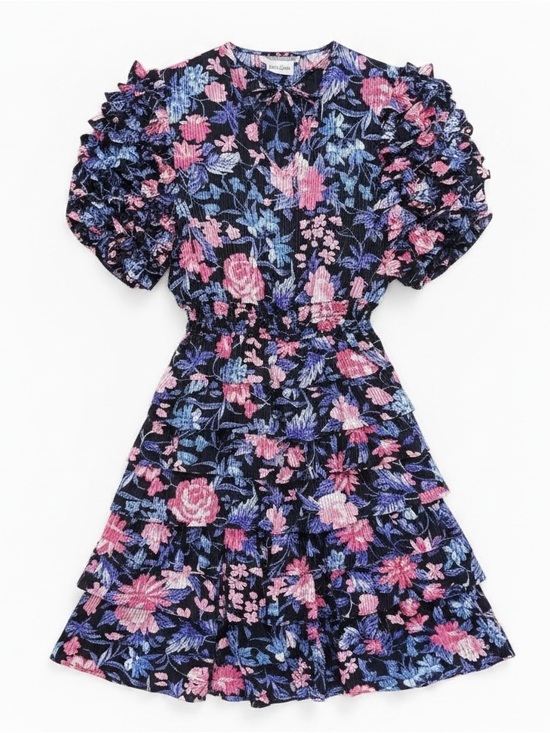 Neiman Marcus Dresses & Skirts - Vintage Neiman Marcus Janan Studio Floral Ruffle Sleeves Tiered Skirt Dress